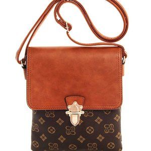 Brown Modern Pattern Crossbody Messenger Bag